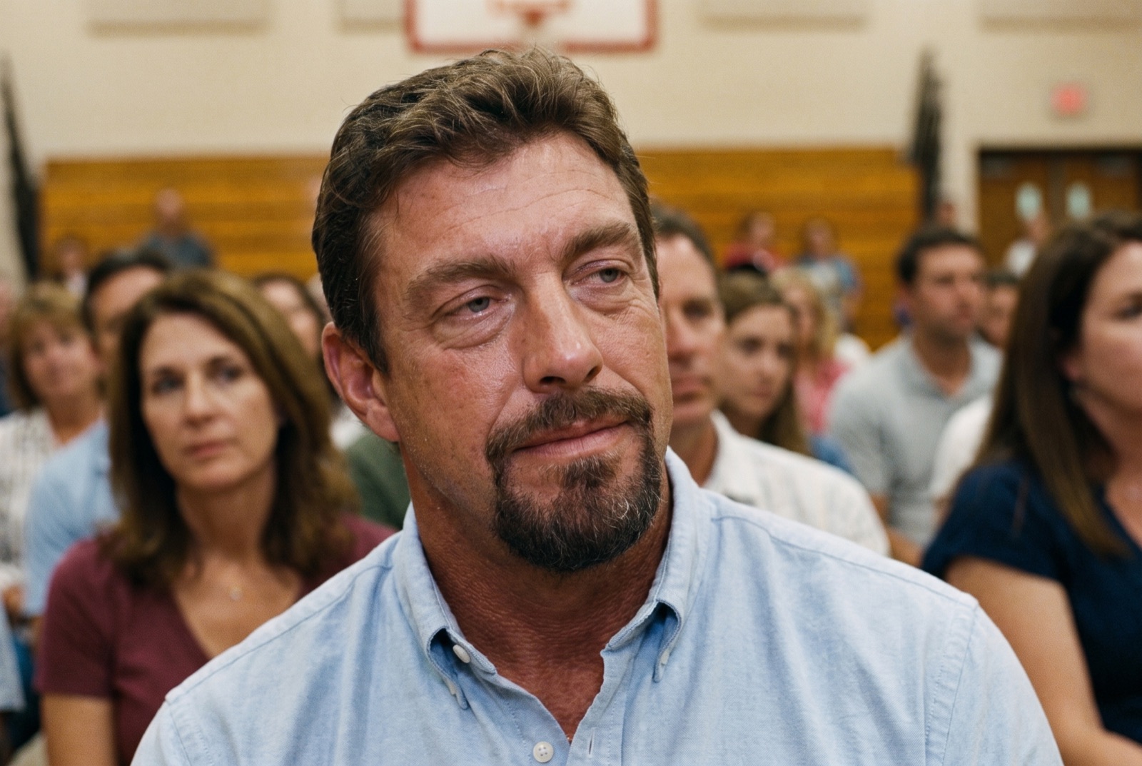 Marcus at his daughter's graduation, tired and distracted
